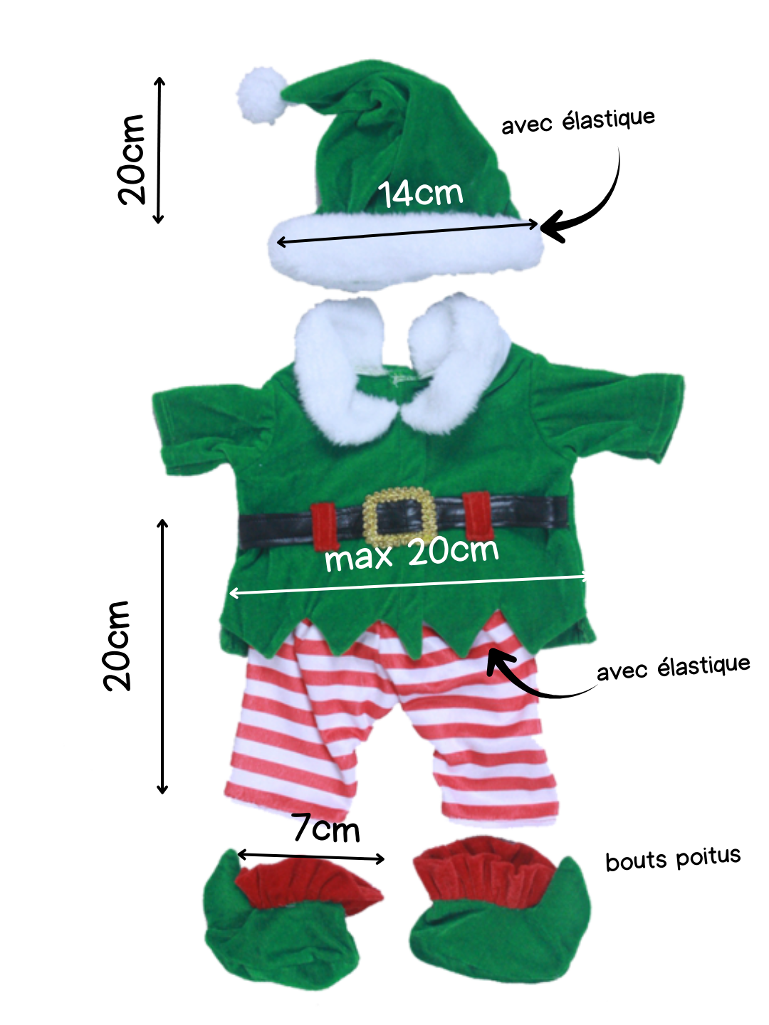 Tenue Lutin de Noël avec Chapeau & Chaussures