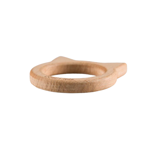 Anneau chat de dentition bébé bois