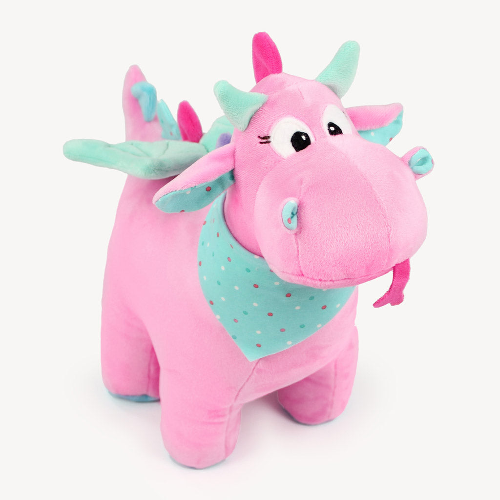 Dragon en tissu pour doudou minky douceur et couleur- rose et vert menthe