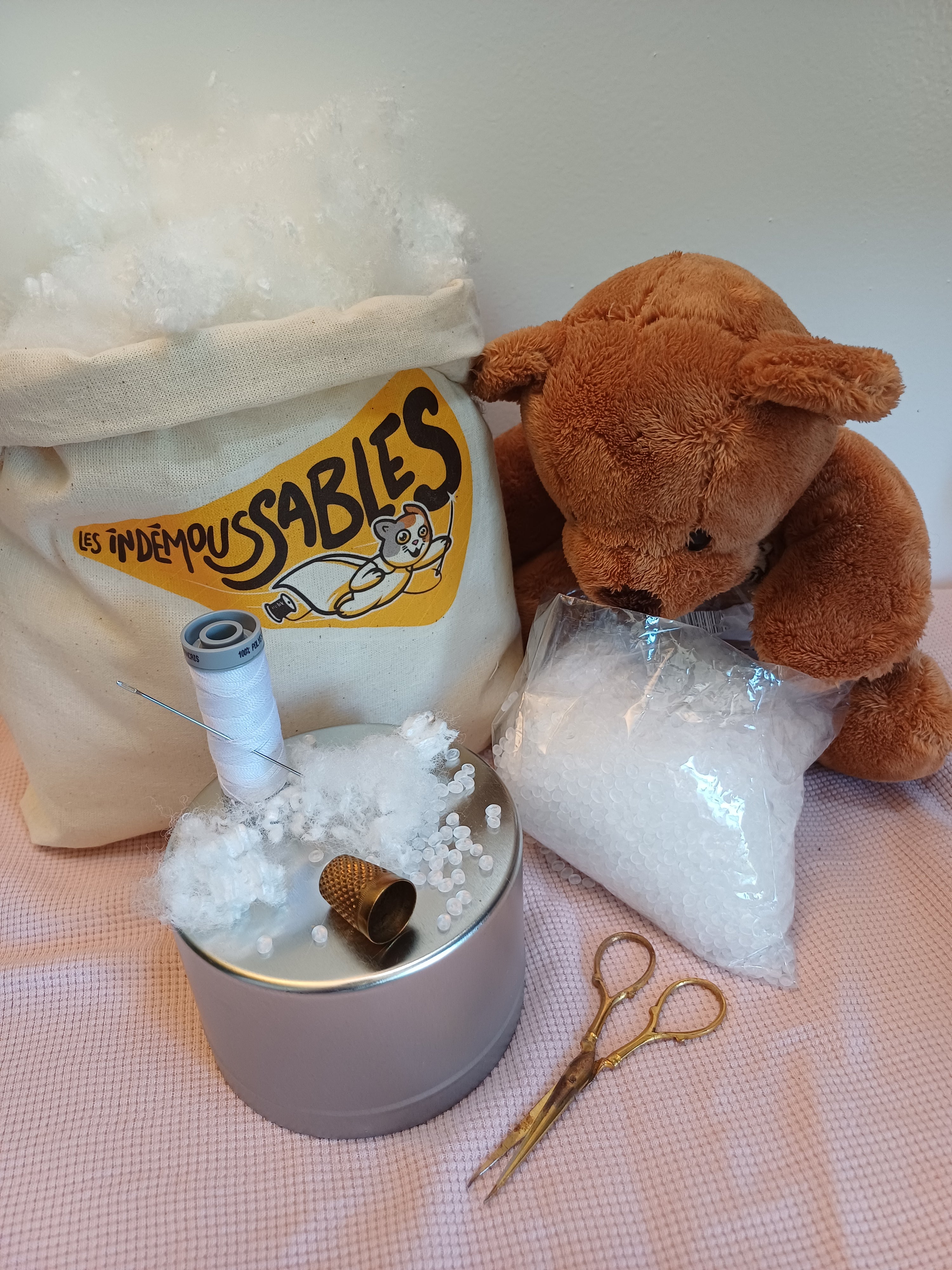 Kit Mousse billes peluche fil aiguille