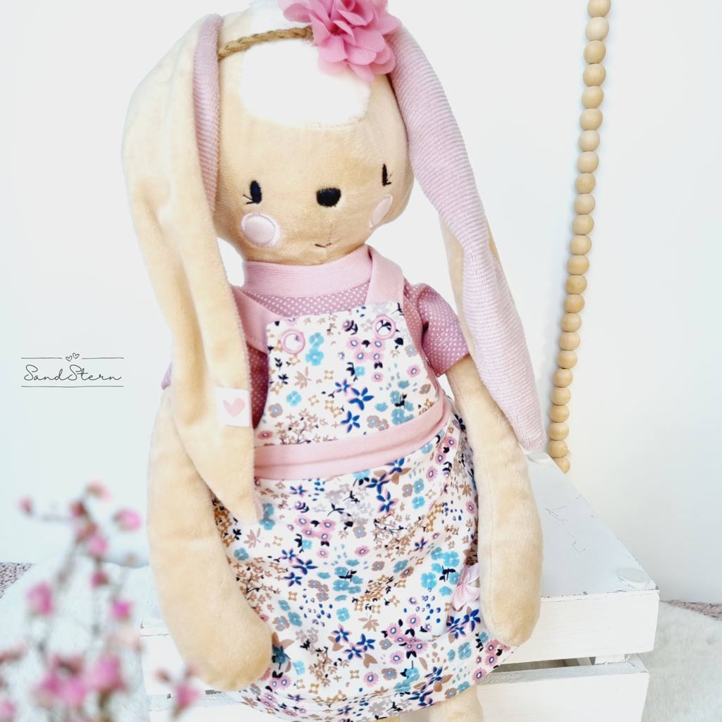 Lapin en tissu doudou beige peluche DIY