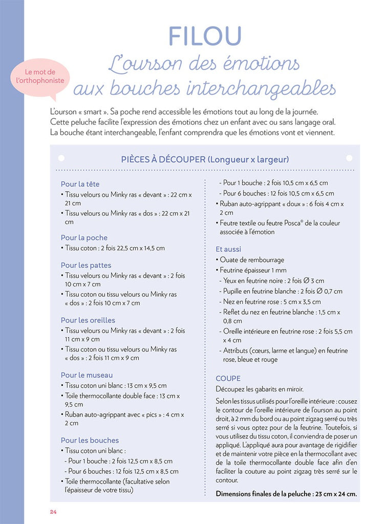 Livre de couture pour réaliser des Doudous étapes par étapes