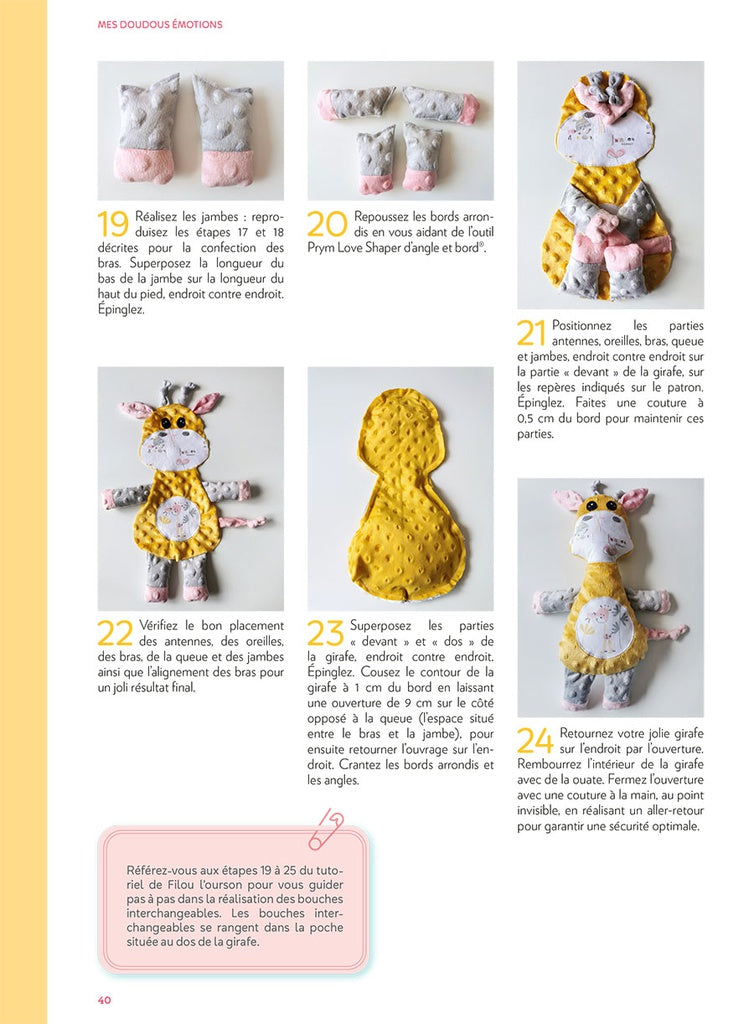Livre de couture pour réaliser des peluches, il contient 15 patrons