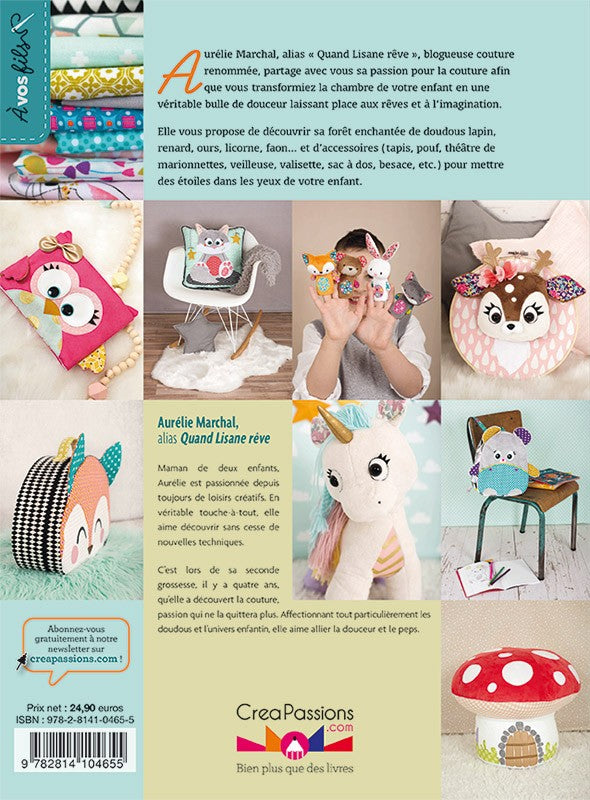 Ce livre de couture vous guide pour réaliser des doudous et peluches personnalisés, parfaits pour des cadeaux faits main.