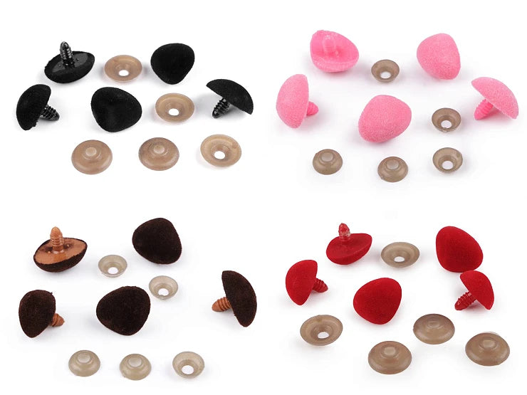 Melange nez securite velour 20x25mm Noir rouge rose gris marron