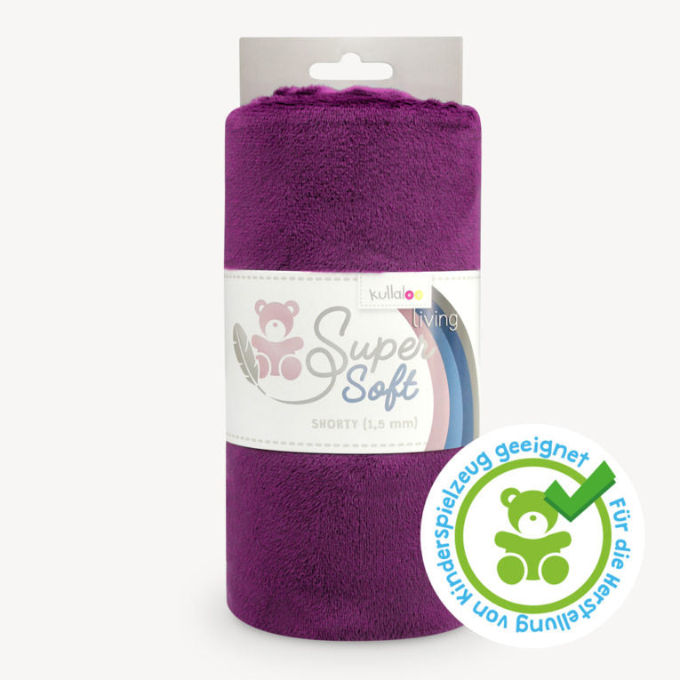 Rouleau minky tissu aubergine pour doudous