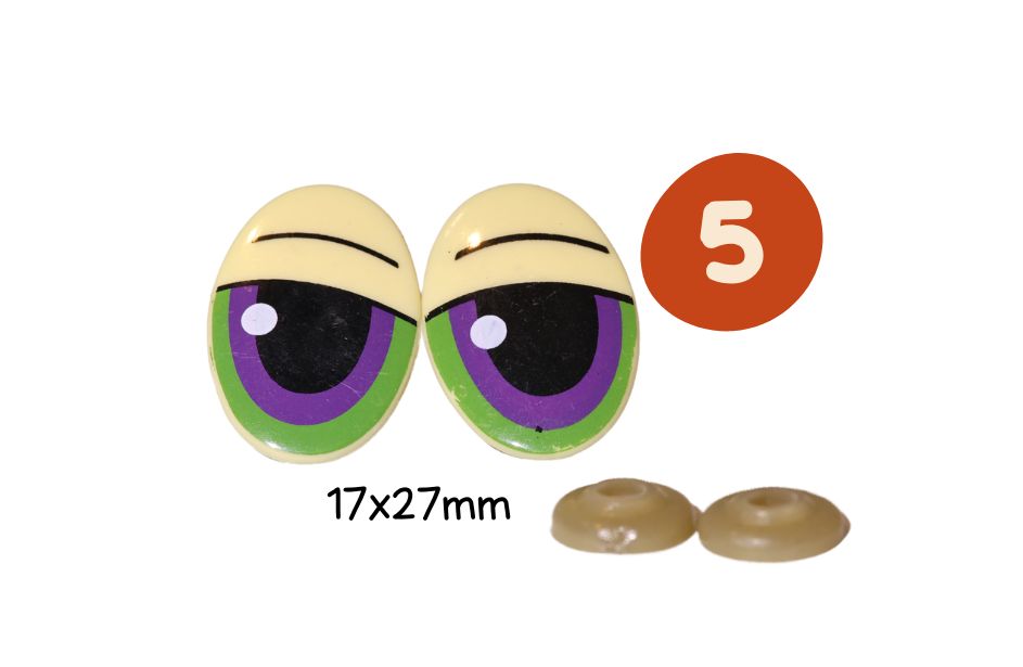 Yeux fatigues violet et vert plastique retro