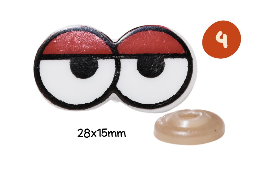Yeux securtite cercle noir paupieres rouges peluche