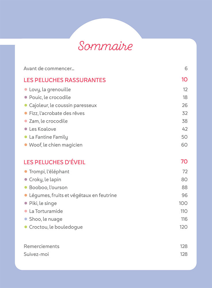 sommaire livre creation doudou