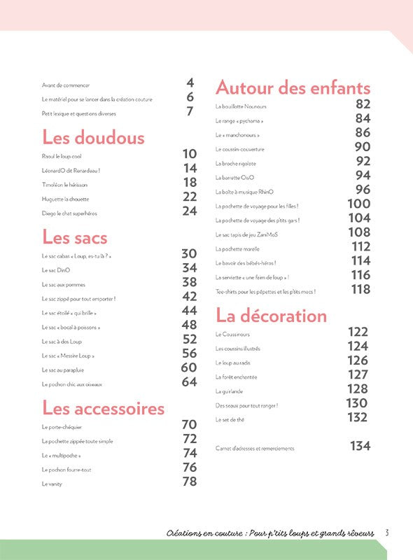 sommaire Doudous sacs accessoires decorations couture