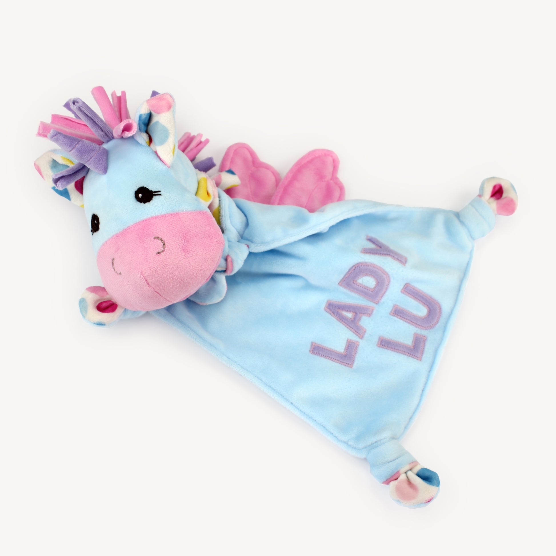 Doudou_Kullaloo_realise_dans_tissu minky_bleu_et_rose