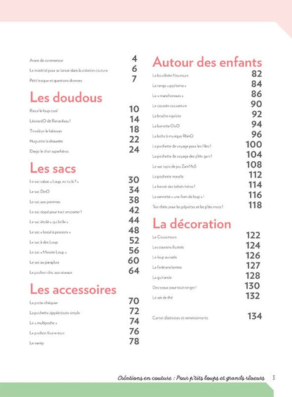 sommaire Doudous sacs accessoires decorations couture